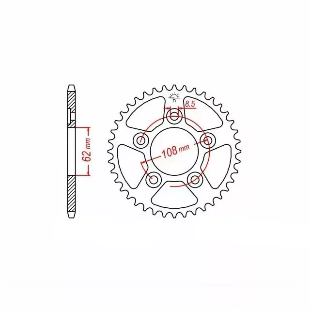 Ausverkauf Kettenrad Stahl 38 Zähne Teilung 520 passend für Aprilia, Cagiva u. a.