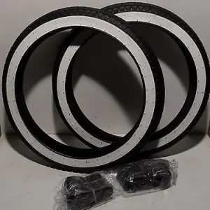 Bestpreis 2 x Reifen WW Weißwandreifen 2 1/4 - 16 Mitas 20 x 2,25 Moped Mofa + Schläuche