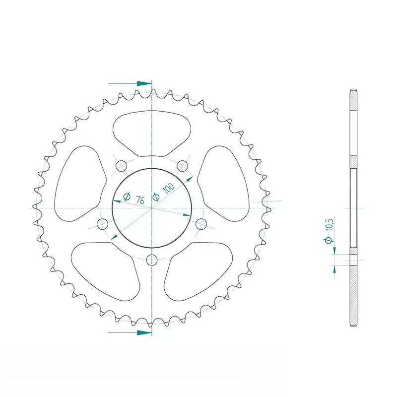 Online Kaufen Kettenrad Stahl 44 Zähne Teilung 525 passend für Benelli