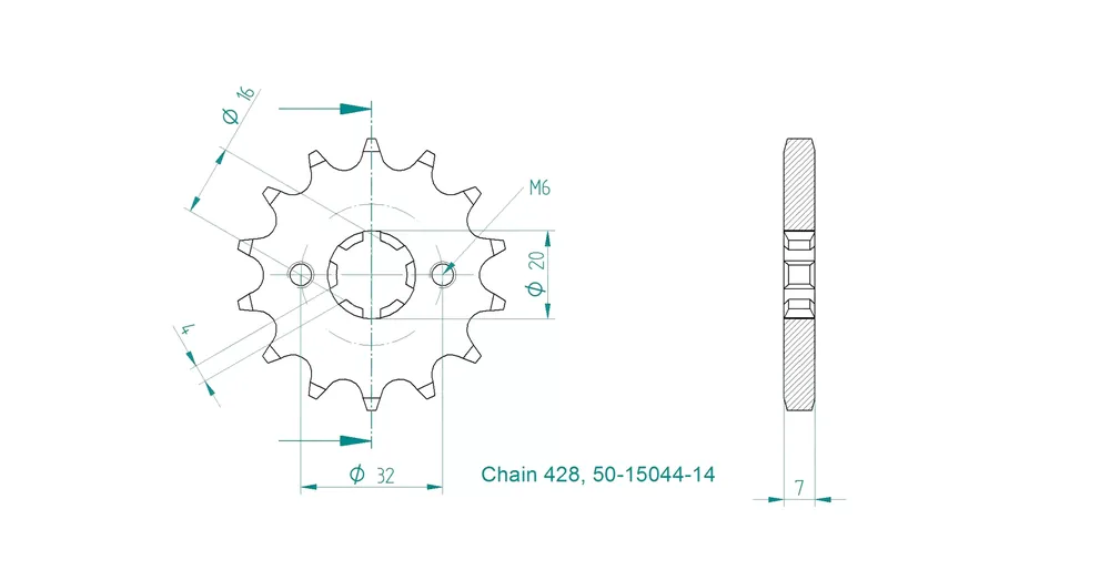 Ritzel 14 Zähne Teilung 428 passend für Yamaha & Beta Bestpreis