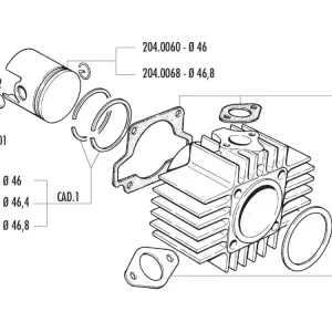 Kolbenring Polini 65ccm 46x1,5mm für CPI, Keeway Euro2, Honda Wallaroo, Peugeot 103, 104, 105, Fox, GL 10, SPX 50 Sichere Zahlung