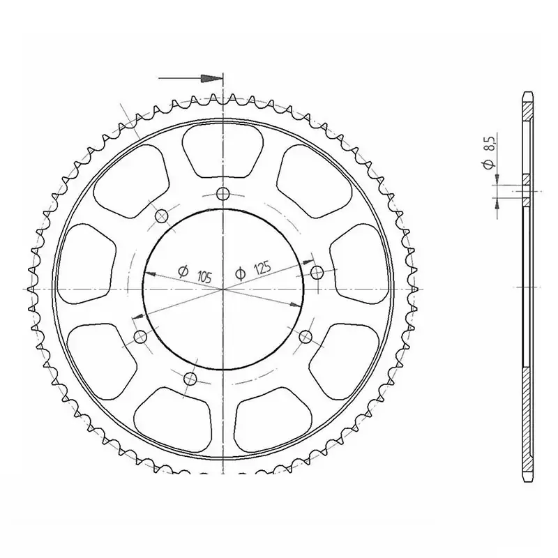 Kettenrad Stahl 62 Zähne Teilung 428 passend für Aprilia SX125 Expressversand