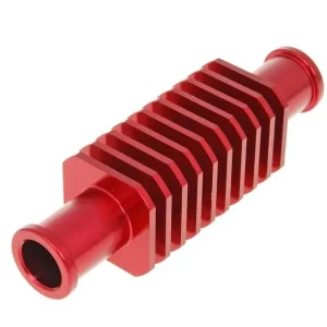 Durchlaufkühler / Minikühler Aluminium rot (30x103mm) 17mm Schlauchanschluss Abverkauf