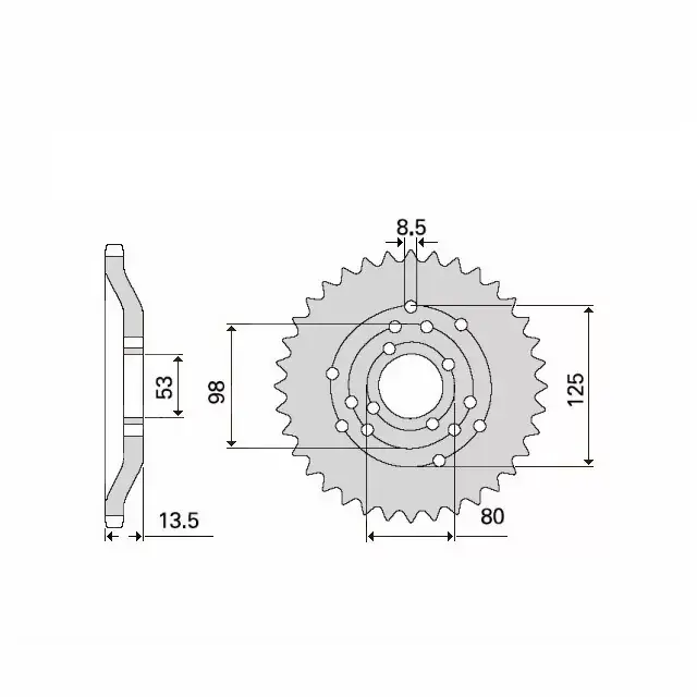 Kettenrad Stahl 52 Zähne Teilung 420 passend für Gas Gas, Peugeot Neu