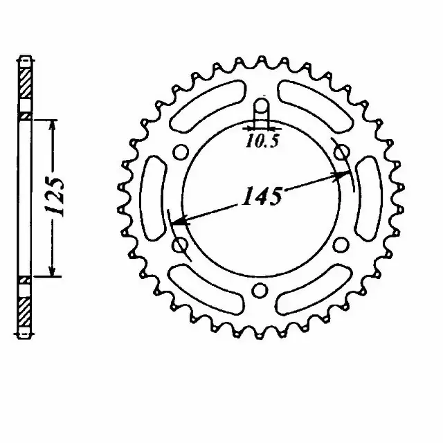 Neue Kollektion Kettenrad Stahl 45 Zähne Teilung 520 schwarz passend für Yamaha