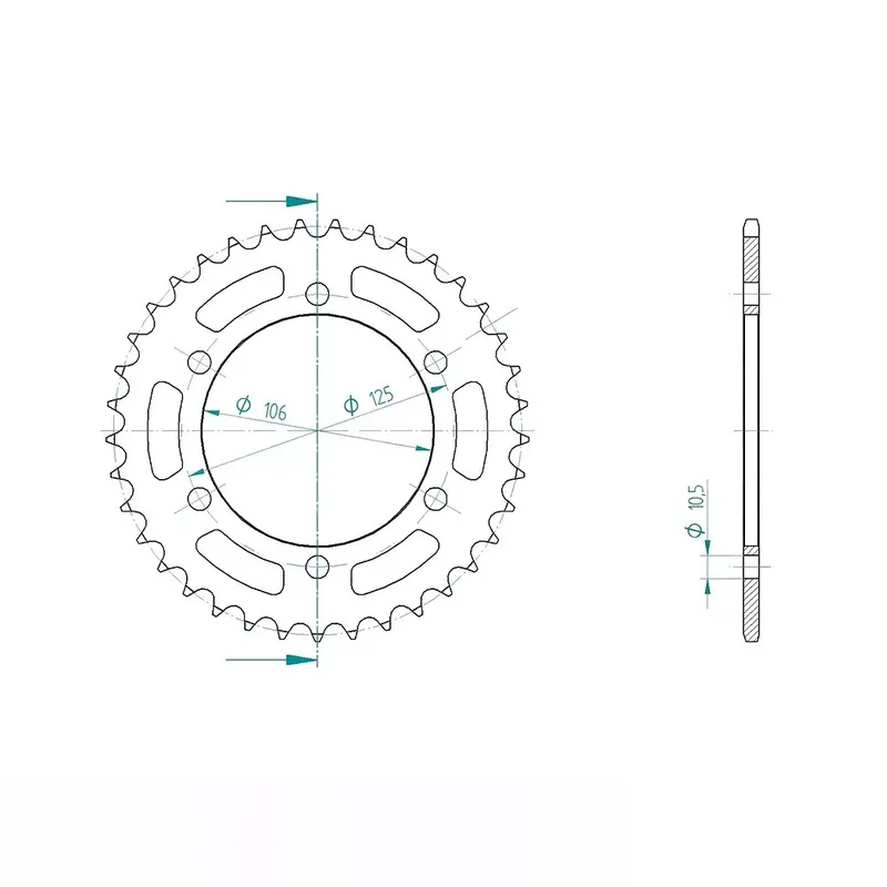 Top-Seller Kettenrad Stahl 37 Zähne Teilung 525 passend für Triumph