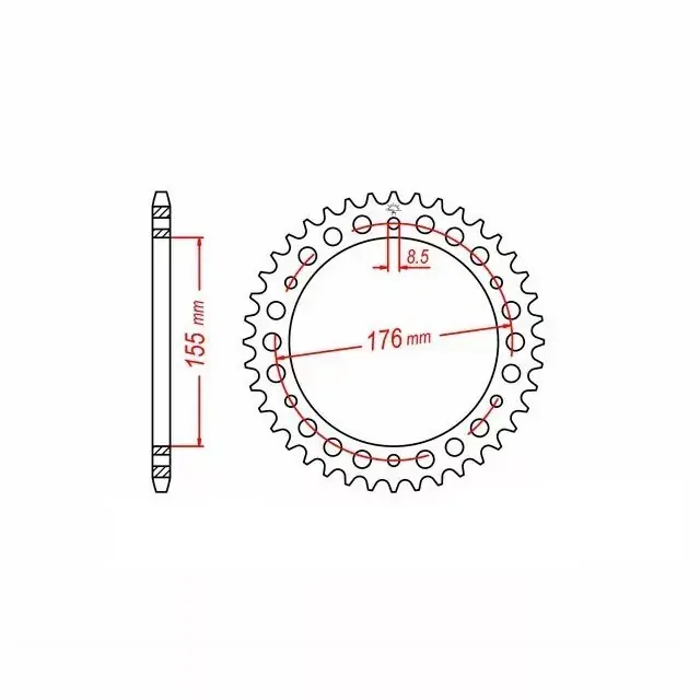 Kostenloser Rückversand Kettenrad Stahl 43 Zähne Teilung 530 passend für Triumph