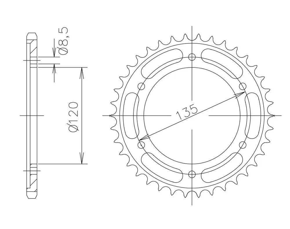 Billig Kettenrad passend für YAMAHA Z-38 aus Aluminium