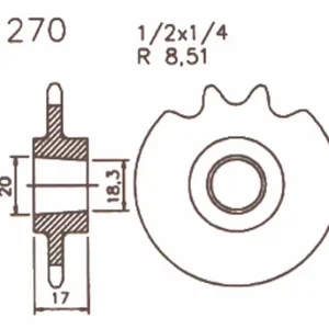 Ritzel für KTM 50 RSL, 50 RSW mit geschlossenem Kettenkasten 270 – 14 Ausverkauf