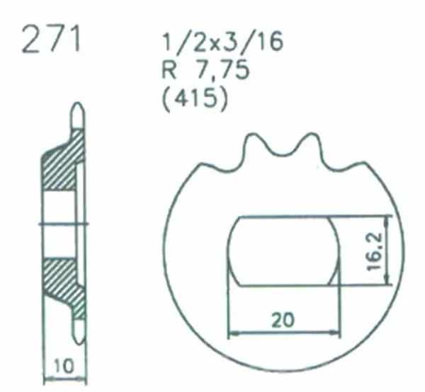 Letzte Chance Ritzel für KTM Enduro 50 ME Mokick 50 SS Super 271 – 13 Zähne