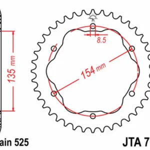 Heißes Angebot JT Sprockets Ultraleichtes Aluminiumkettenrad hinten 761-525 – ohne Trägerplatte – benötigt Kronenhalter