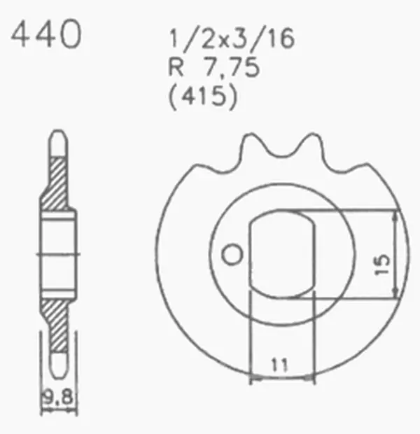 Kettenritzel Ritzel für Kreidler RMC RM K54/42 D K54/404 440- 11 Zähne Expressversand