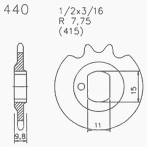 Kostenfreie Lieferung Kettenritzel Ritzel für Kreidler RMC RM K54/42 D K54/404 440- 13 Zähne