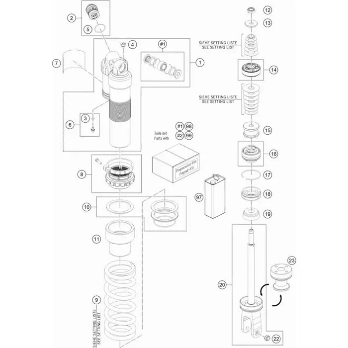 Geprüft Hauptfeder (59) 75-170 Federbein weiß