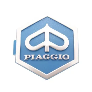 Emblem Piaggio zum Stecken 6-eckig 32x37mm 3D blau / silber Versand Am Gleichen Tag