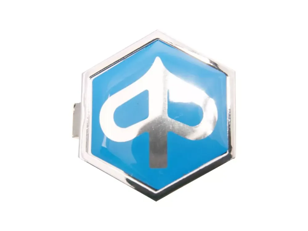 Angebot Emblem Piaggio zum Stecken 6-eckig 32x37mm glatt blau / silber
