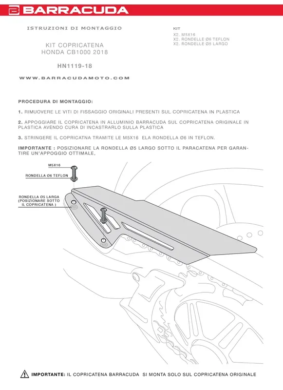 Barracuda Kettenschutz passend für Honda CB1000R 2018- silber Neu Im Sortiment