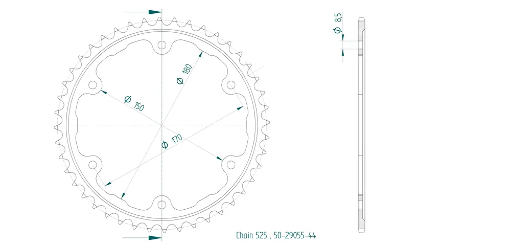 Kettenrad 44 Zähne Teilung 525 passend für Triumph Speed Triple 1200 RS / RR Wochenendangebot