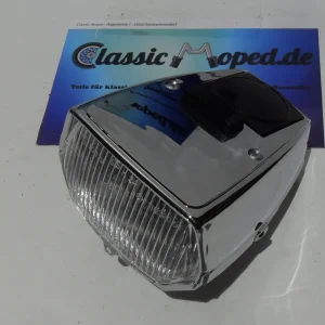 Neu Im Sortiment Mofa Scheinwerfer eckig Chrom Schalter  passend für Hercules Zündapp ZA NEU