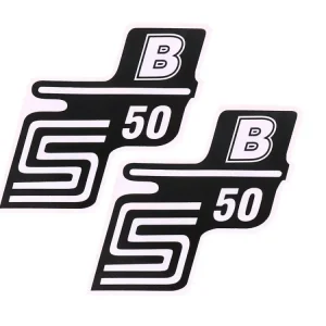 Schriftzug S50 B Folie / Aufkleber weiß 2 Stück für Simson S50 Abverkauf