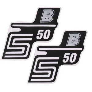Top-Seller Schriftzug S50 B Folie / Aufkleber silber 2 Stück für Simson S50