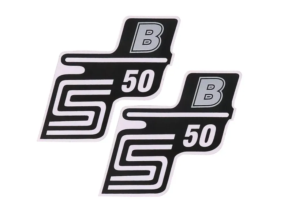Top-Seller Schriftzug S50 B Folie / Aufkleber silber 2 Stück für Simson S50