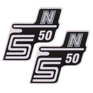 Solange Der Vorrat Reicht Schriftzug S50 N Folie / Aufkleber silber 2 Stück für Simson S50