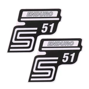 Sofort Bestellen Schriftzug S51 Enduro Folie / Aufkleber silber 2 Stück für Simson S51
