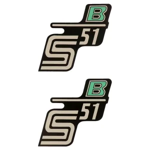 Sichere Zahlung Schriftzug S51 B Folie / Aufkleber schwarz-hellgrün 2 Stück für Simson S51