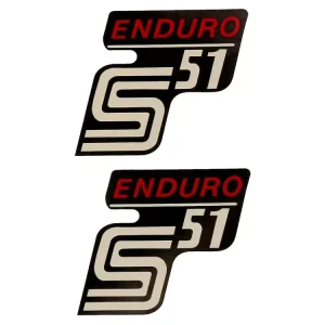 Schnäppchen Schriftzug S51 Enduro Folie / Aufkleber schwarz-rot 2 Stück für Simson S51