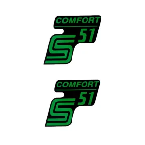 Schriftzug S51 Comfort Folie / Aufkleber schwarz-grün 2 Stück für Simson S51 Kostenfreie Lieferung