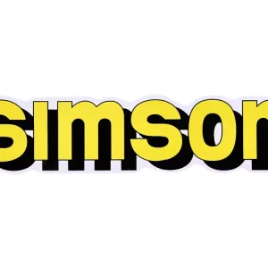 Markenware Schriftzug Folie / Aufkleber Tank gelb, schwarz für Simson S51