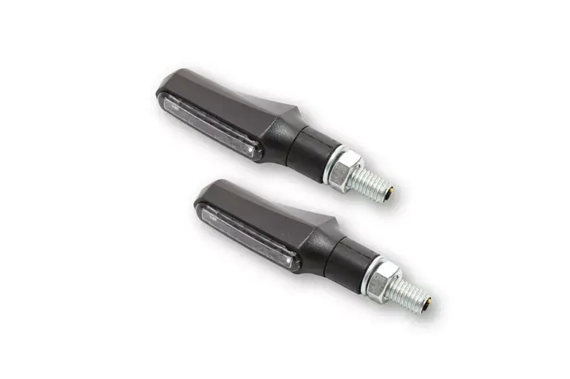 SHIN YO Shorty-Fin LED Blinker Gehäuse Schwarz / Linse Rauchgrau (Paar), vorn & hinten Must-Have