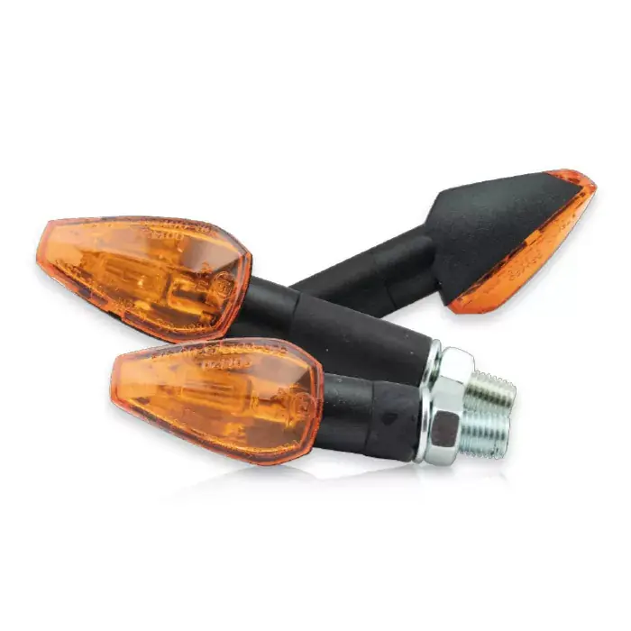 Mini-Blinker PEAK schwarz gelbes Glas E-geprüft 12V/21W M10 lang Must-Have