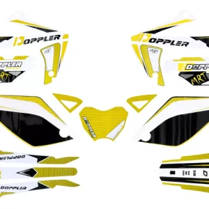 Dekor / Sticker Kit Doppler weiß-schwarz-gelb für Rieju MRT Preisreduziert