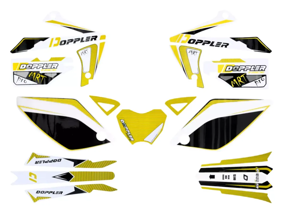 Dekor / Sticker Kit Doppler weiß-schwarz-gelb für Rieju MRT Preisreduziert