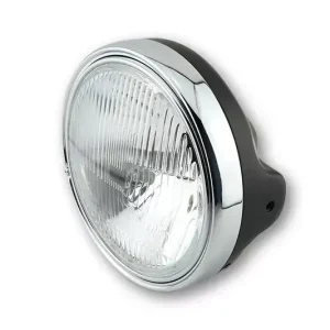 Knallerangebot SHIN YO 7 Zoll Scheinwerfereinsatz LTD Schwarz Glänzend/Chrom, seitliche Befestigung, geprägtes Glas