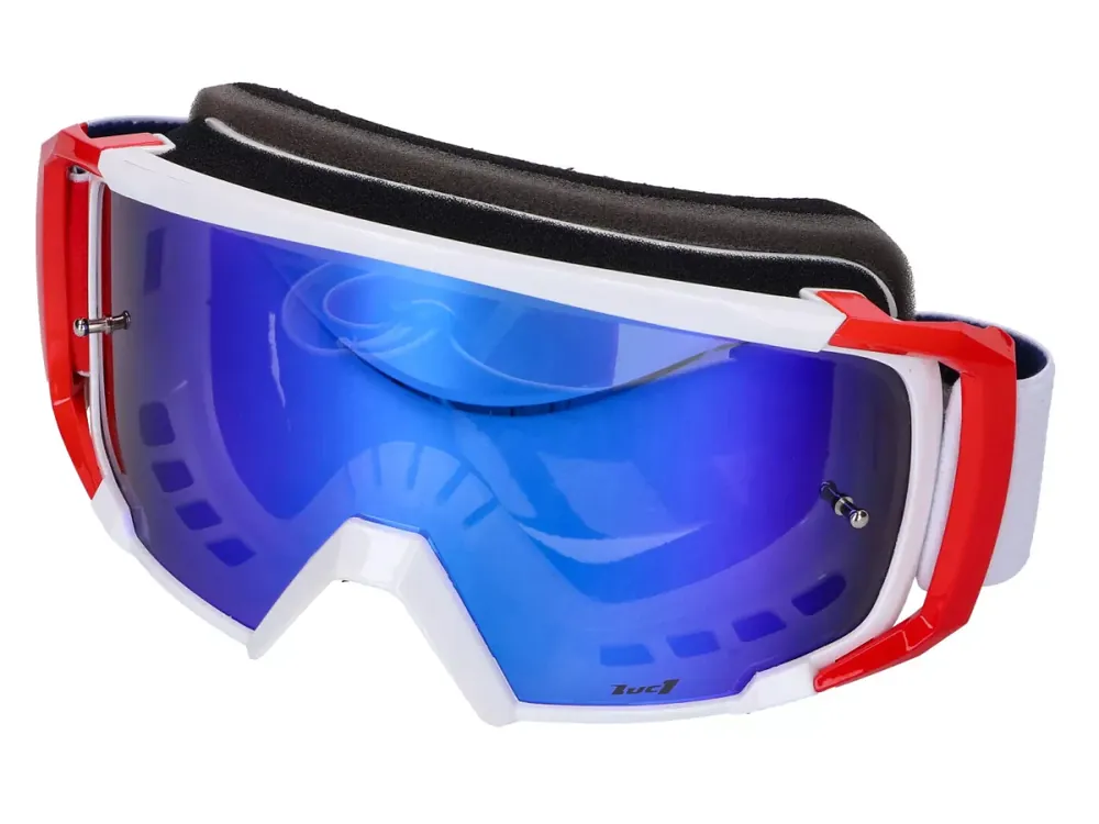 Angebot MX-Brille LUC1 Team weiß / rot - Iridium blau