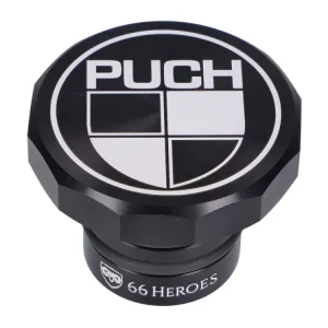 Super-Preis Tankdeckel 66Heroes Aluminium schwarz mit Puch-Logo für Puch Maxi S, N