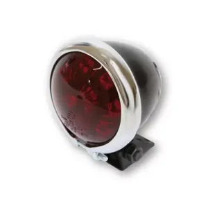Sichere Zahlung SHIN YO Bates Style LED Rücklicht schwarz mit Chromrahmen, rotes Glas, E-geprüft