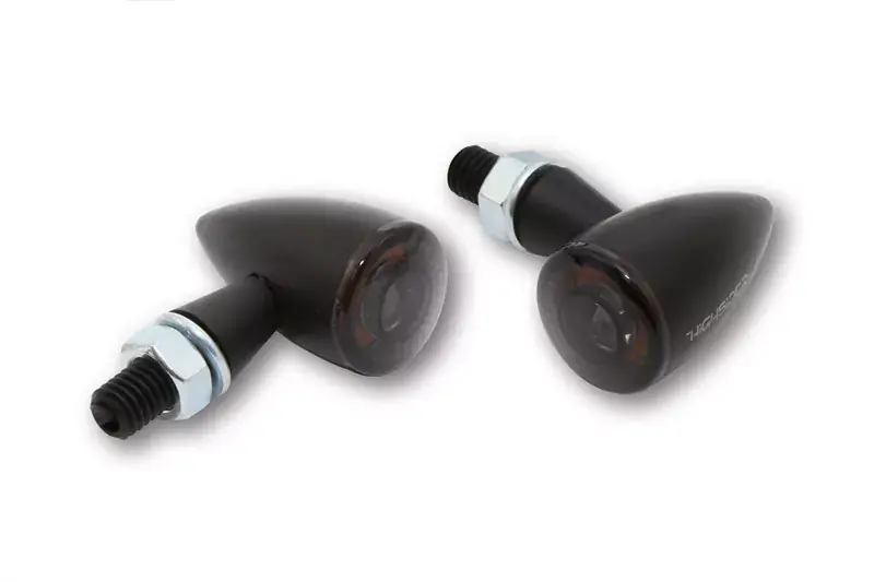 HIGHSIDER Pro Apollo Bullet LED Blinker Gehäuse Schwarz / Linse Rauchgrau (Paar), vorn & hinten Direkt Vom Hersteller