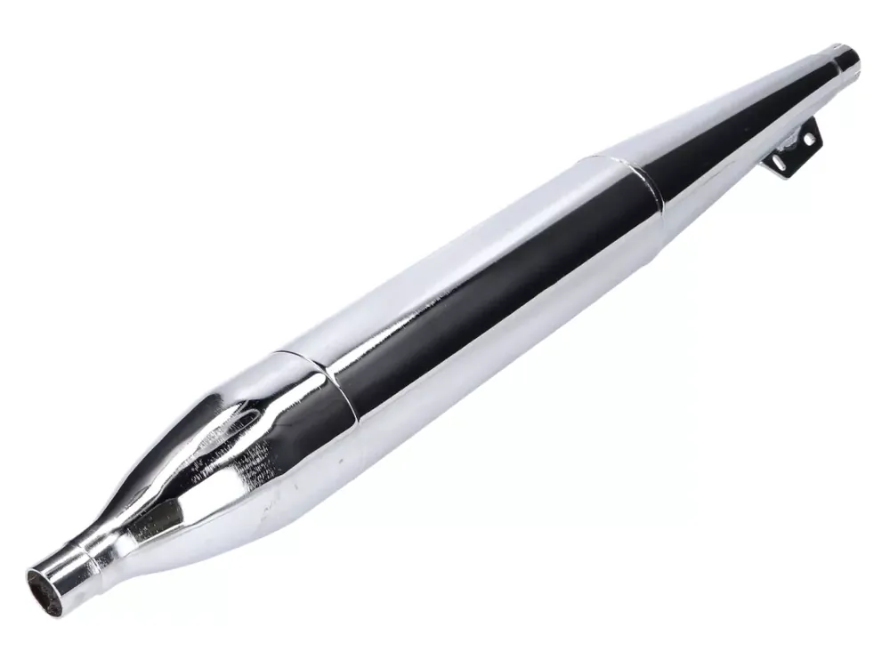 Neu Auspuff Zigarre 28mm verchromt für Puch DS, MS, VS, MV, KTM Ponny, Comet