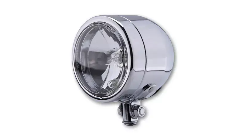 SHIN YO Chromscheinwerfer 90mm mit unterer Befestigung und H4 Fernlicht Preisknaller