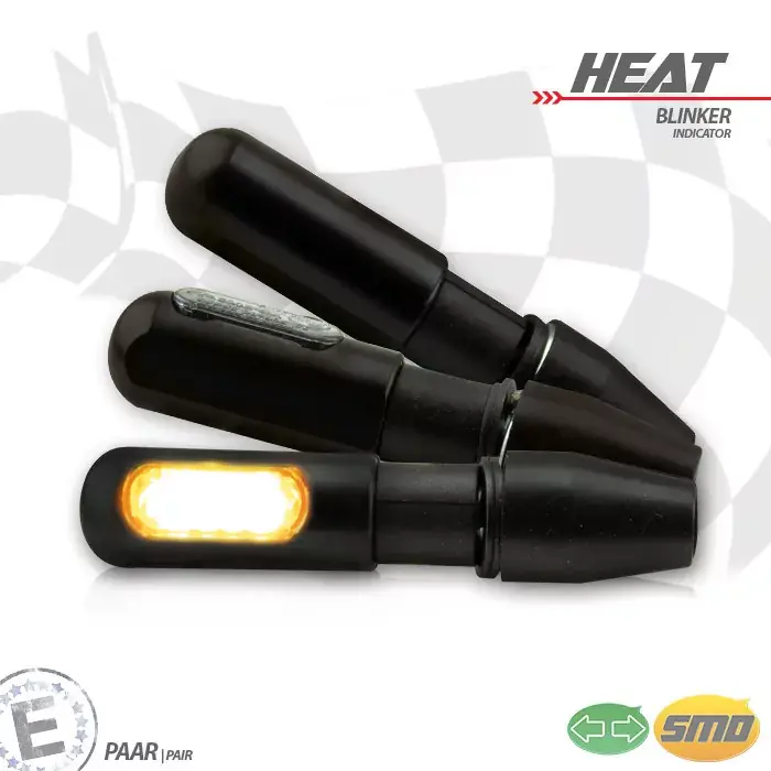 SMD-Blinker Heat schwarz M8 aus Aluminium getönt E-geprüft Begrenztes Angebot