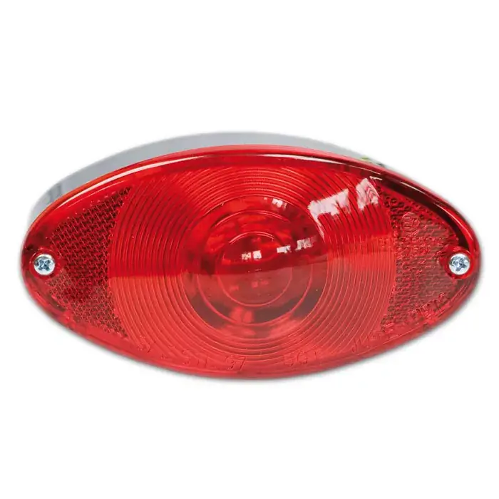 Schnäppchen Rücklicht "Cat-Eye" chrom mit rotem Glas E-geprüft