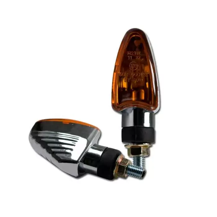 Beliebt Mini-Blinker ARROW GROOVED verchromt kurz mit gelbem Glas M8 E-geprüft