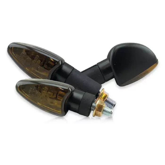 Mini-Blinker "Arrow" schwarz getöntes Glas E-geprüft M8 lang Sonderangebot