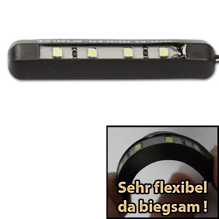 Super-Preis Kennzeichenbeleuchtung Flex | biegsam | 4 LED selbstklebend | E-geprüft