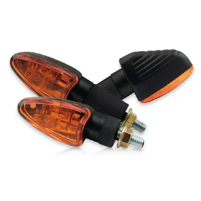 Mega-Angebot Mini-Blinker Arrow Grooved schwarz langes Gehäuse gelbes Glas E-geprüft