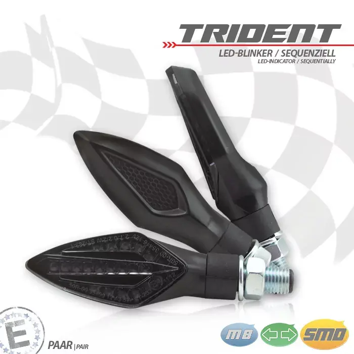 Sonderangebot SMD-Blinker TRIDENT SEQ schwarz E-geprüft
